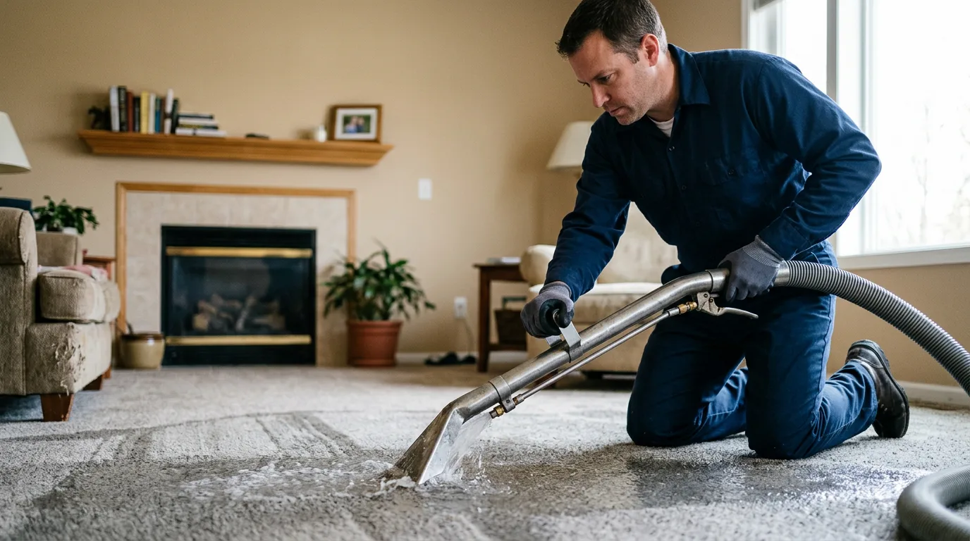 Water damage restoration technician working near Free Soil, MI